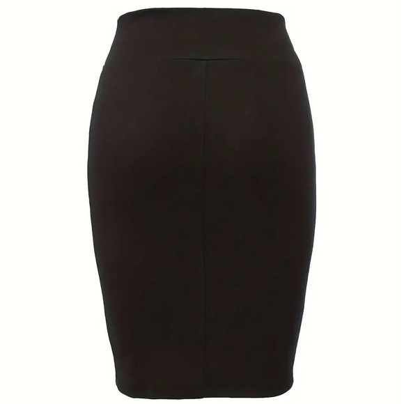 Express High Waisted Luxe Lounge Side Slit Midi Pencil Skirt in Black, X-Small - Picture 9 of 12